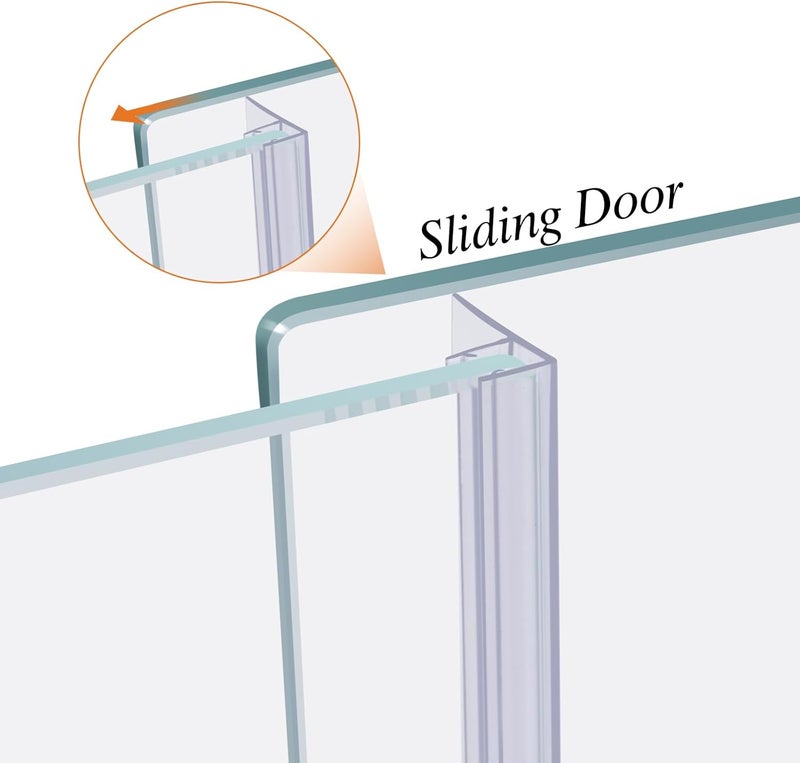 Dalrun 78" Sliding Shower Door Side Seal Strip Frameless Shower Door Side Sweep for 1/2" Framelss for Sliding Glass Door or Swing Door, with 3/5" Flip (2X39) - Image 2